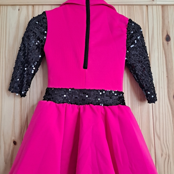 Weissman Dance Pink/Black Girls Size M Child Zip Back party competition Tea Time - Picture 14 of 16